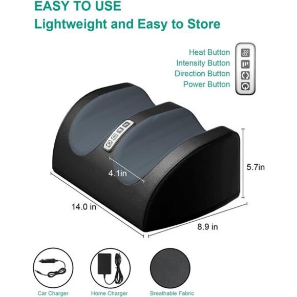 Foot Massager Machine with Heat, Foot and Calf Massager with Massage Roller - Picture 3 of 7
